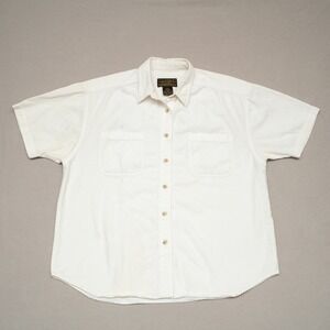 Vintage 80s Eddie Bauer Womans Short Sleeve 2 Pocket Button Up L Petite
